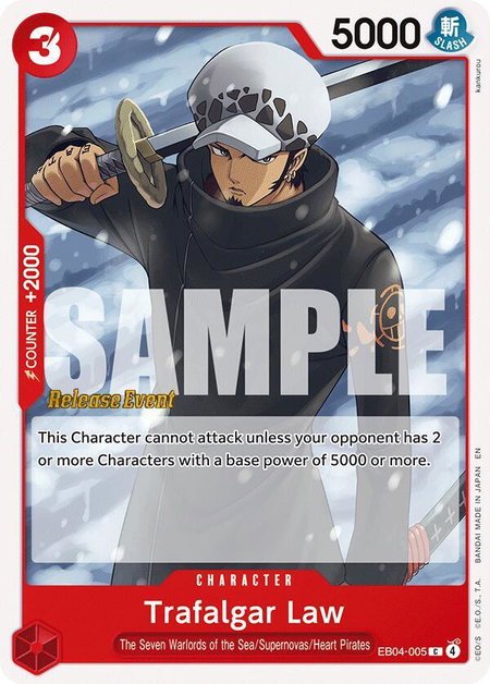 Trafalgar Law trading card from Adventure on Kami's Island Release Event Cards Trafalgar Law - Adventure on Kami's Island Release Event Cards One Piece trading card
