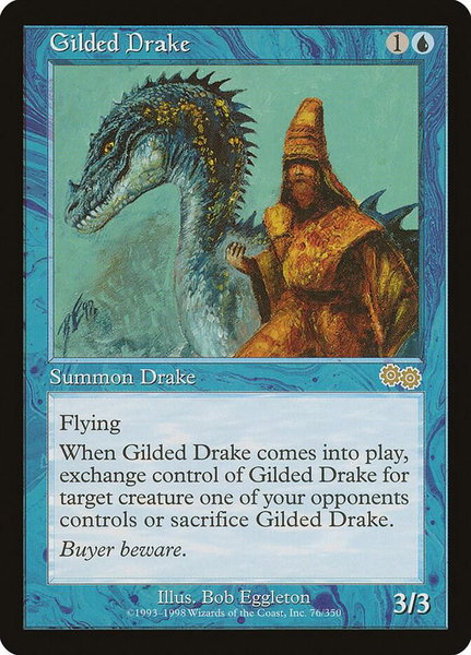 Gilded Drake trading card from Urza's Saga Gilded Drake - Urza's Saga Magic: The Gathering trading card