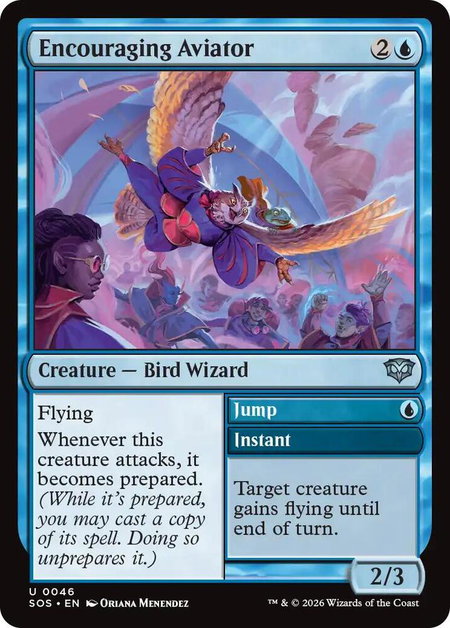 Encouraging Aviator - Secrets of Strixhaven Magic: The Gathering trading card