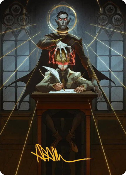 Vampiric Tutor Art Card (Gold-Stamped Signature) trading card from Art Series: Secrets of Strixhaven Vampiric Tutor Art Card (Gold-Stamped Signature) - Art Series: Secrets of Strixhaven Magic: The Gathering trading card