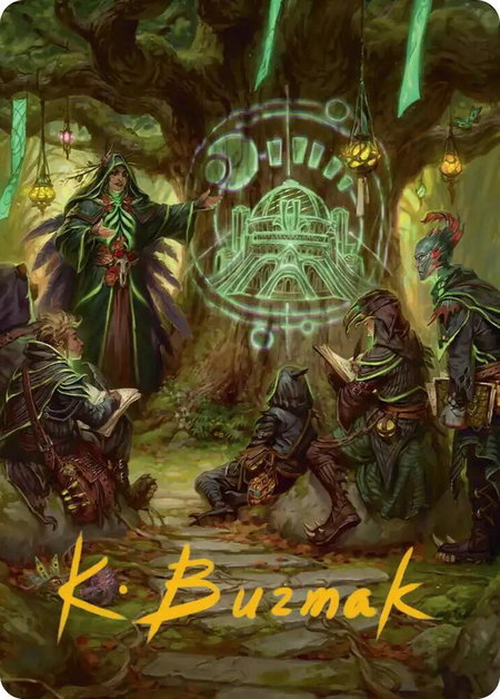 Sylvan Library Art Card (Gold-Stamped Signature) - Art Series: Secrets of Strixhaven Magic: The Gathering trading card