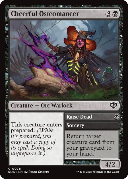 Cheerful Osteomancer - Secrets of Strixhaven Magic: The Gathering trading card