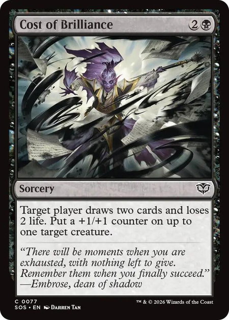 Cost of Brilliance - Secrets of Strixhaven Magic: The Gathering trading card