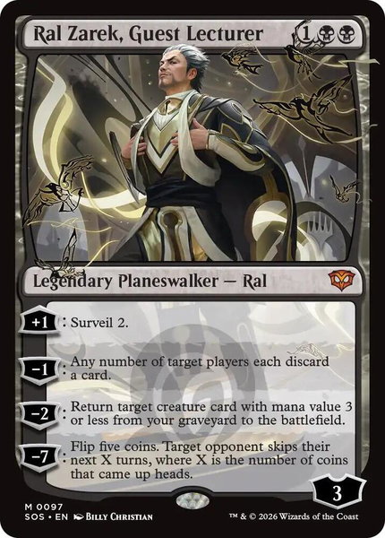 Ral Zarek, Guest Lecturer trading card from Promo Pack: Secrets of Strixhaven Ral Zarek, Guest Lecturer - Promo Pack: Secrets of Strixhaven Magic: The Gathering trading card