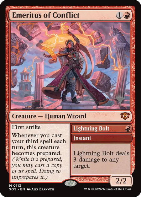 Emeritus of Conflict - Promo Pack: Secrets of Strixhaven Magic: The Gathering trading card