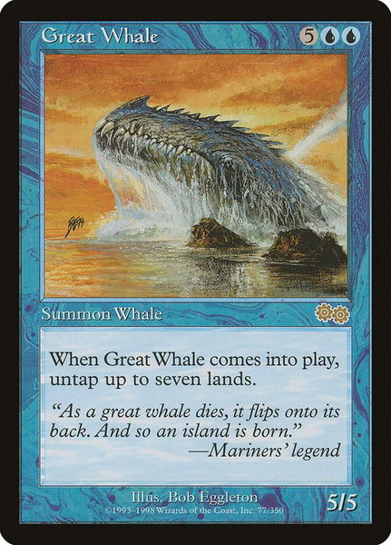 Great Whale trading card from Urza's Saga Great Whale - Urza's Saga Magic: The Gathering trading card