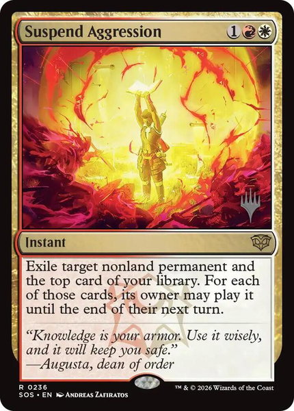 Suspend Aggression trading card from Promo Pack: Secrets of Strixhaven Suspend Aggression - Promo Pack: Secrets of Strixhaven Magic: The Gathering trading card