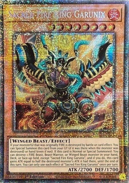 Sacred Fire King Garunix (Starlight Rare) trading card from Rarity Collection 5 Sacred Fire King Garunix (Starlight Rare) - Rarity Collection 5 YuGiOh trading card