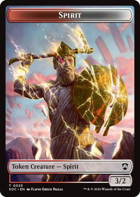 Spirit (0025) // Copy Double-Sided Token - Commander: Secrets of Strixhaven (SOC) #25 // 1 - Token Magic: The Gathering Trading Card