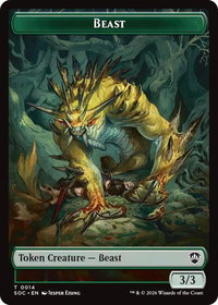 Beast // Fractal (0004) Double-Sided Token - Commander: Secrets of Strixhaven (SOC) #14 // 4 - Token Magic: The Gathering Trading Card