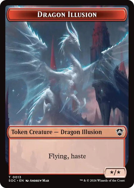 Dragon Illusion // Elemental (0002) Double-Sided Token - Commander: Secrets of Strixhaven Magic: The Gathering trading card