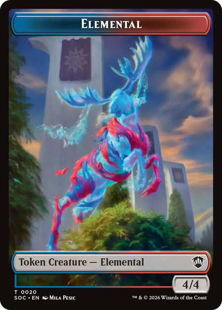 Elemental (0020) // Treasure Double-Sided Token - Commander: Secrets of Strixhaven Magic: The Gathering trading card
