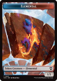 Elemental (0021) // Phyrexian Myr Double-Sided Token - Commander: Secrets of Strixhaven (SOC) #21 // 8 - Token Magic: The Gathering Trading Card
