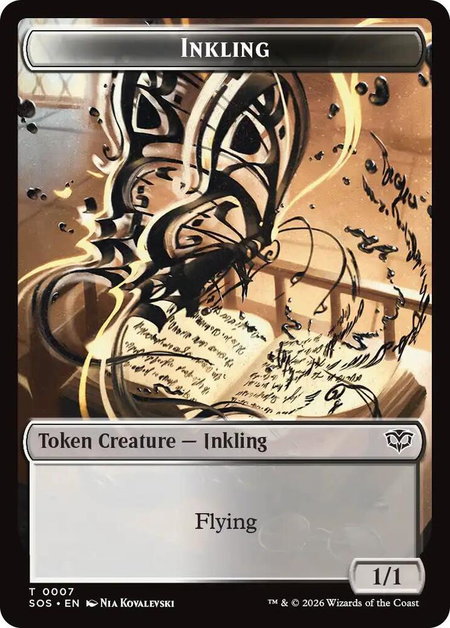 Inkling (0007) // Spirit (0011) Double-Sided Token - Secrets of Strixhaven Magic: The Gathering trading card
