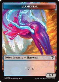 Elemental (0002) // Treasure Double-Sided Token - Secrets of Strixhaven (SOS) #2 // 12 - Token Magic: The Gathering Trading Card