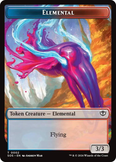 Elemental (0002) // Treasure Double-Sided Token - Secrets of Strixhaven Magic: The Gathering trading card