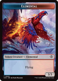 Elemental (0003) // Treasure Double-Sided Token - Secrets of Strixhaven (SOS) #3 // 12 - Token Magic: The Gathering Trading Card