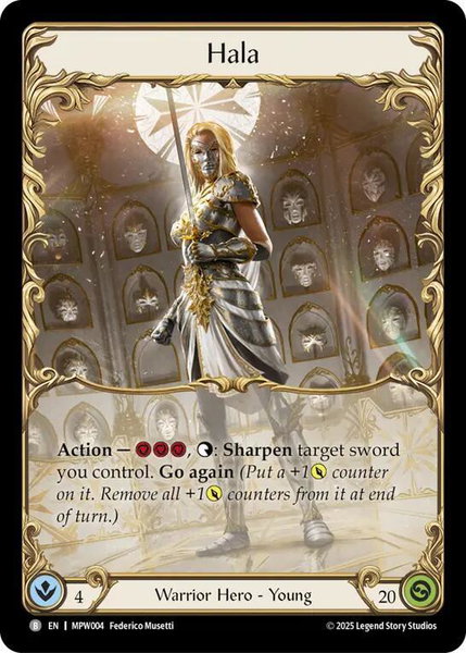 Hala trading card from Mastery Pack Warrior Hala - Mastery Pack Warrior Flesh and Blood trading card