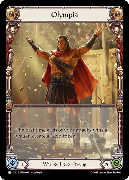 Olympia trading card from Mastery Pack Warrior Olympia - Mastery Pack Warrior Flesh and Blood trading card