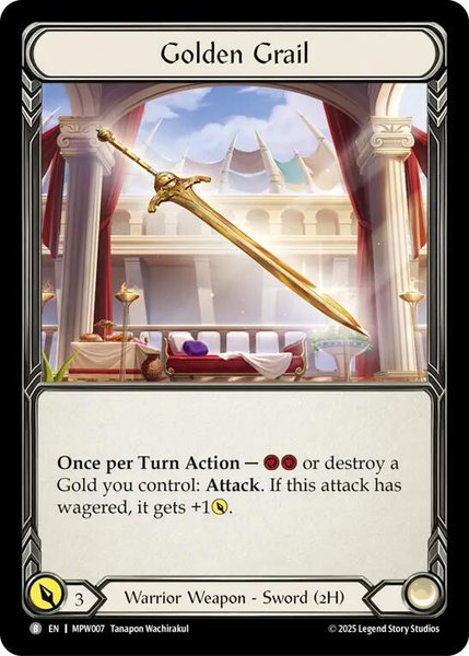 Golden Grail trading card from Mastery Pack Warrior Golden Grail - Mastery Pack Warrior Flesh and Blood trading card