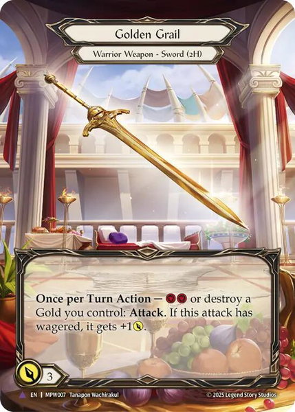 Golden Grail (Marvel) trading card from Mastery Pack Warrior Golden Grail (Marvel) - Mastery Pack Warrior Flesh and Blood trading card
