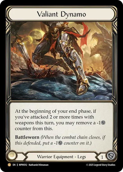 Valiant Dynamo trading card from Mastery Pack Warrior Valiant Dynamo - Mastery Pack Warrior Flesh and Blood trading card
