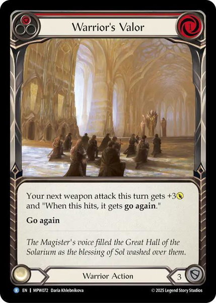 Warrior's Valor trading card from Mastery Pack Warrior Warrior's Valor - Mastery Pack Warrior Flesh and Blood trading card
