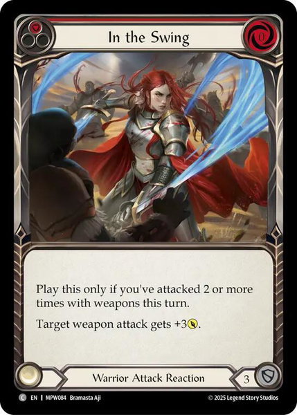 In the Swing trading card from Mastery Pack Warrior In the Swing - Mastery Pack Warrior Flesh and Blood trading card