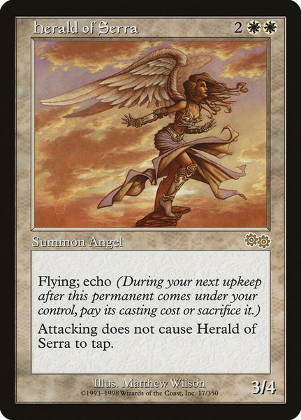 Herald of Serra trading card from Urza's Saga Herald of Serra - Urza's Saga Magic: The Gathering trading card