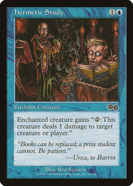 Hermetic Study trading card from Urza's Saga Hermetic Study - Urza's Saga Magic: The Gathering trading card