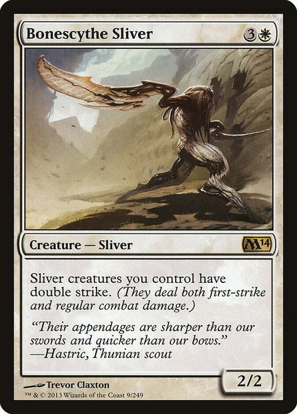 Bonescythe Sliver trading card from Magic 2014 (M14) Bonescythe Sliver - Magic 2014 (M14) Magic: The Gathering trading card