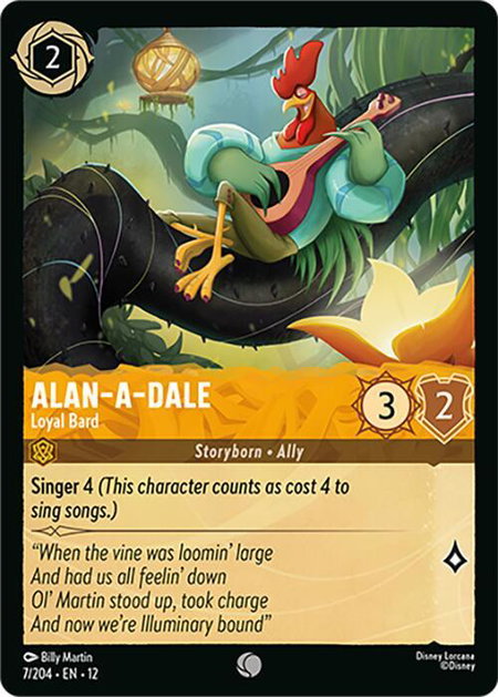 Alan-a-Dale - Loyal Bard trading card from Wilds Unknown Alan-a-Dale - Loyal Bard - Wilds Unknown Disney Lorcana trading card