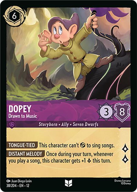 Dopey - Drawn to Music - Wilds Unknown Disney Lorcana trading card