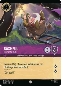 Bashful - Riding the Rails (Foil) - Wilds Unknown (12) #39/204 - Common Disney Lorcana Trading Card