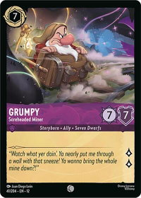 Grumpy - Soreheaded Miner - Wilds Unknown (12) #41/204 - Common Disney Lorcana Trading Card