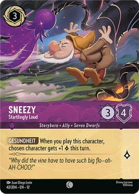 Sneezy - Startlingly Loud (Foil) - Wilds Unknown (12) #42/204 - Common Disney Lorcana Trading Card