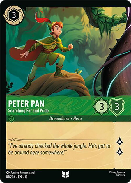 Peter Pan - Searching Far and Wide (Foil) - Wilds Unknown Disney Lorcana trading card
