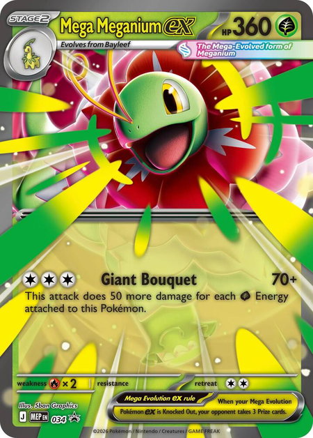 Mega Meganium ex - 034 trading card from ME: Mega Evolution Promo Mega Meganium ex - 034 - ME: Mega Evolution Promo Pokémon trading card