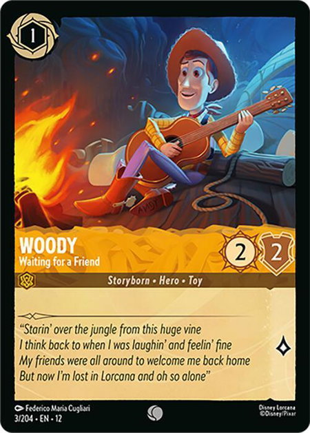 Woody - Waiting for a Friend - Wilds Unknown Disney Lorcana trading card