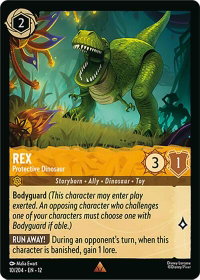 Rex - Protective Dinosaur - Wilds Unknown (12) #10/204 - Rare Disney Lorcana Trading Card
