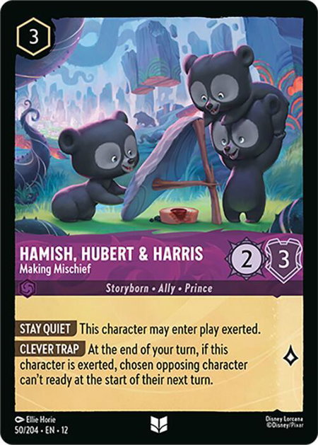 Hamish, Hubert & Harris - Making Mischief trading card from Wilds Unknown Hamish, Hubert & Harris - Making Mischief - Wilds Unknown Disney Lorcana trading card