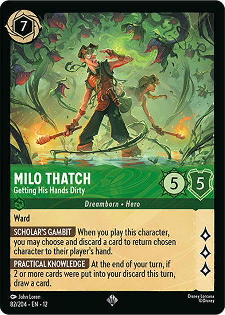 Milo Thatch - Getting His Hands Dirty - Wilds Unknown Disney Lorcana trading card