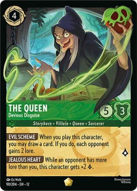 The Queen - Devious Disguise - Wilds Unknown (12) #90/204 - Legendary Disney Lorcana Trading Card