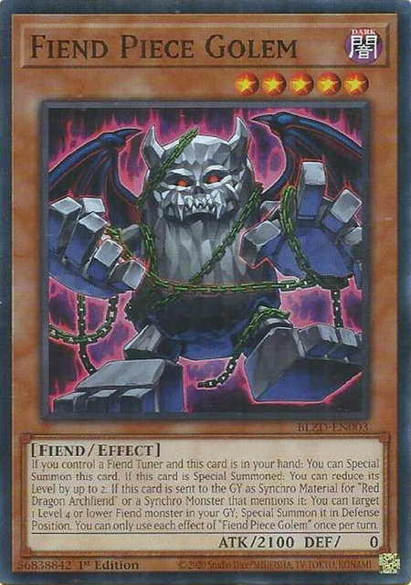 Fiend Piece Golem trading card from Blazing Dominion Fiend Piece Golem - Blazing Dominion YuGiOh trading card