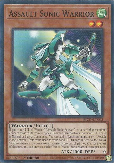 Assault Sonic Warrior - Blazing Dominion YuGiOh trading card