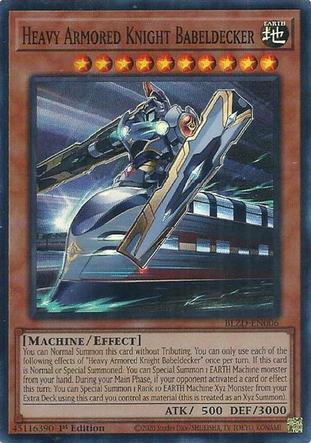 Heavy Armored Knight Babeldecker trading card from Blazing Dominion Heavy Armored Knight Babeldecker - Blazing Dominion YuGiOh trading card
