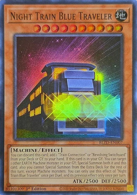 Night Train Blue Traveler trading card from Blazing Dominion Night Train Blue Traveler - Blazing Dominion YuGiOh trading card