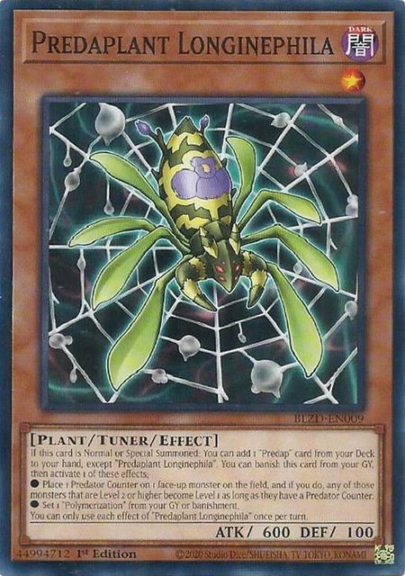 Predaplant Longinephila trading card from Blazing Dominion Predaplant Longinephila - Blazing Dominion YuGiOh trading card