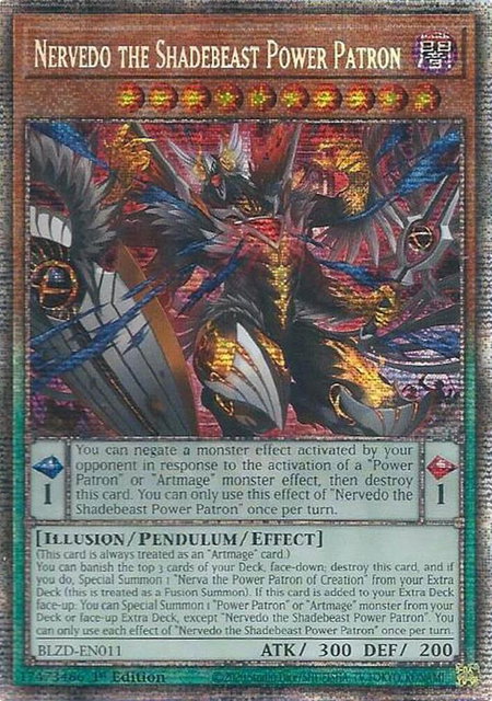 Nervedo the Shadebeast Power Patron (Starlight Rare) trading card from Blazing Dominion Nervedo the Shadebeast Power Patron (Starlight Rare) - Blazing Dominion YuGiOh trading card