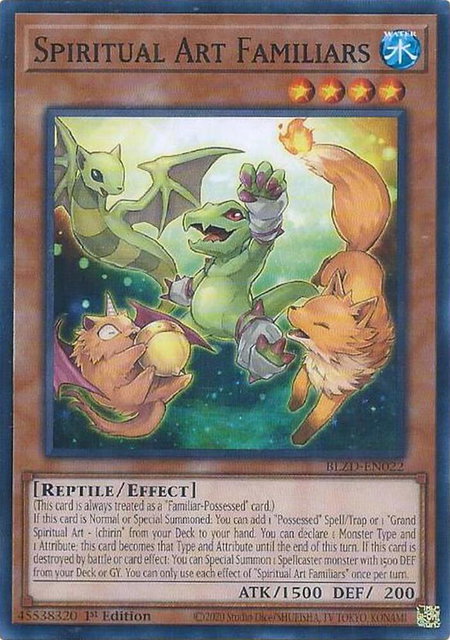 Spiritual Art Familiars trading card from Blazing Dominion Spiritual Art Familiars - Blazing Dominion YuGiOh trading card